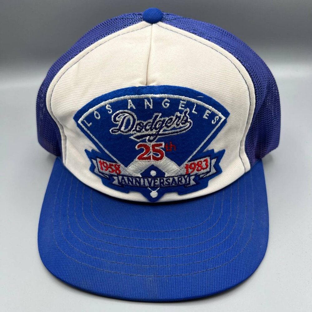 Vintage LA Dodgers Trucker Hat Men 25th Anniversary Youngan Snap Back Cap‎ S-M